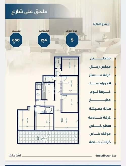 شقة بغرفتين الجامعة، جنوب جدة، جدة