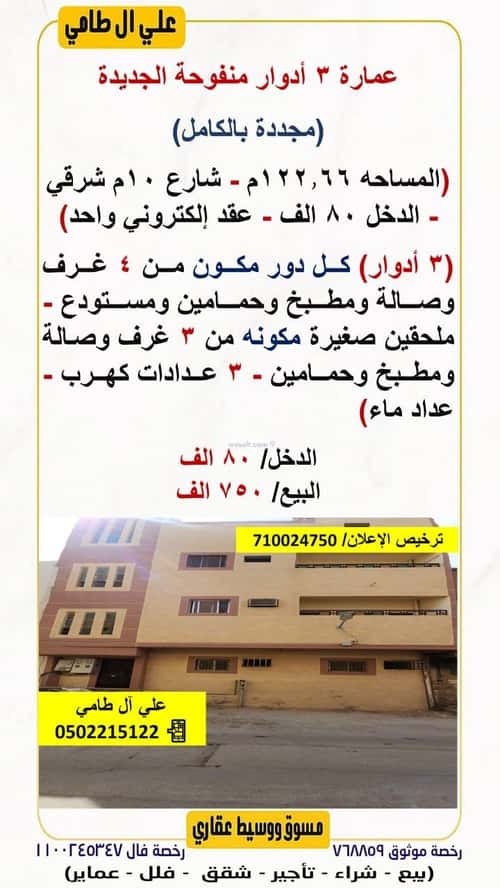 عمارة 122 متر مربع واجهة شرقية منفوحة الجديدة، وسط الرياض، الرياض