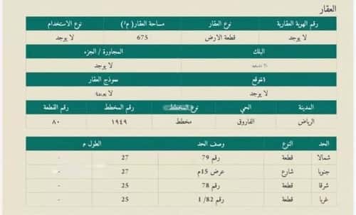 Land 679 SQM Facing South on 15m Width Street Al-Faruq, Central Riyadh, Riyadh