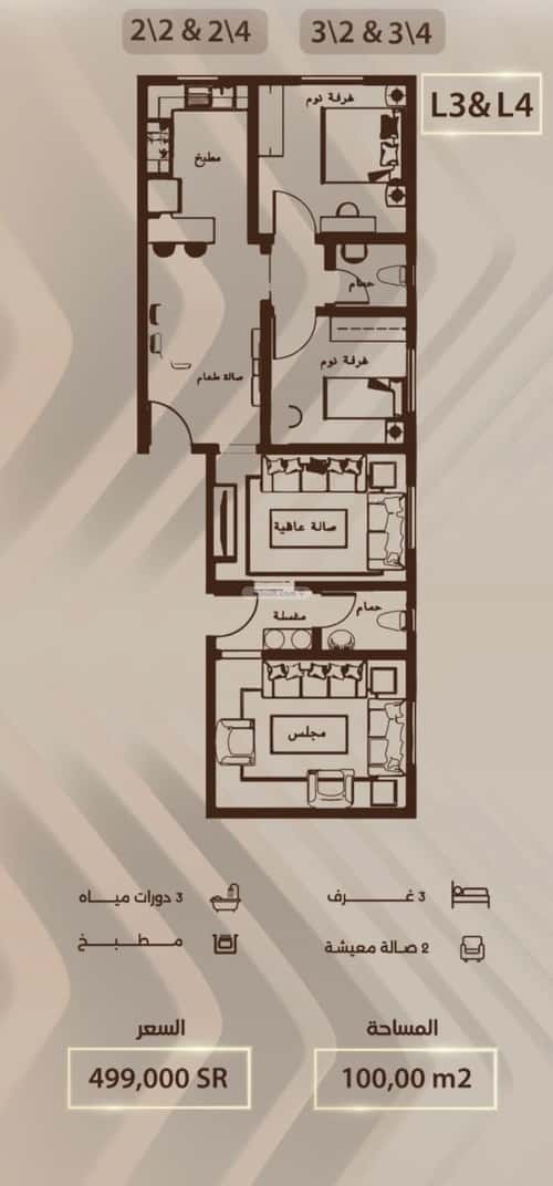 Apartment with 3 Bedrooms Al Rabbwah, North Jeddah, Jeddah