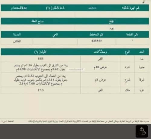 Land 309 SQM District Nakheb, Alttayif