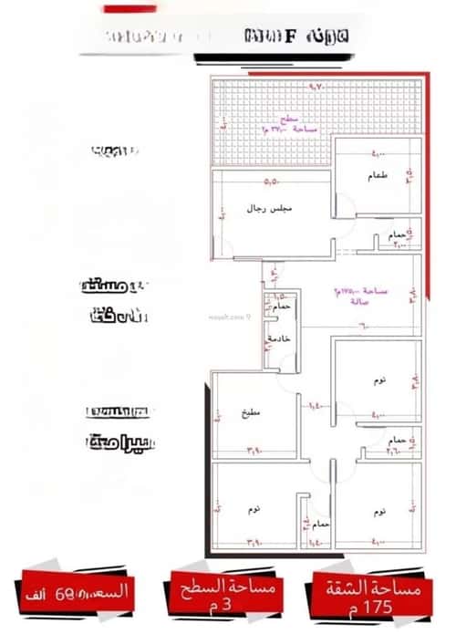 Apartment 552 SQM with 5 Bedrooms Al Marwah, North Jeddah, Jeddah