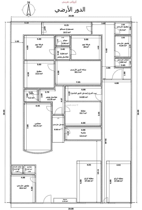 فيلا 600 متر مربع جنوبية على شارع 12م الربوة، وسط الرياض، الرياض