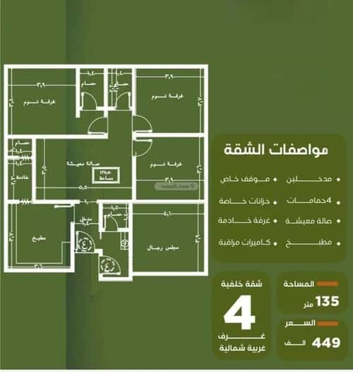 شقة ب 4 غرف النزهة، شمال جدة، جدة