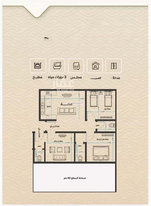 شقة ب 3 غرف مشرفة، شمال جدة، جدة