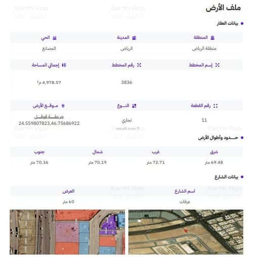 Land 4981 SQM Facing South on 60m Width Street Al-Masani, South Riyadh, Riyadh