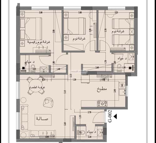 Apartment 116 SQM with 3 Bedrooms An-Narjis, North Riyadh, Riyadh