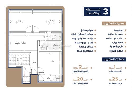 Apartment 111 SQM with 3 Bedrooms Al Salamah, North Jeddah, Jeddah