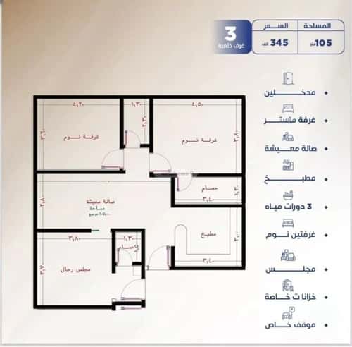 Apartment 575 SQM with 3 Bedrooms Al Nuzha, North Jeddah, Jeddah