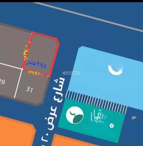 أرض 995 متر مربع شمالية شرقية على شارع 40م الشعلة، الدمام