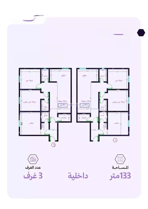 Apartment 524 SQM with 3 Bedrooms Al Zahrah, North Jeddah, Jeddah