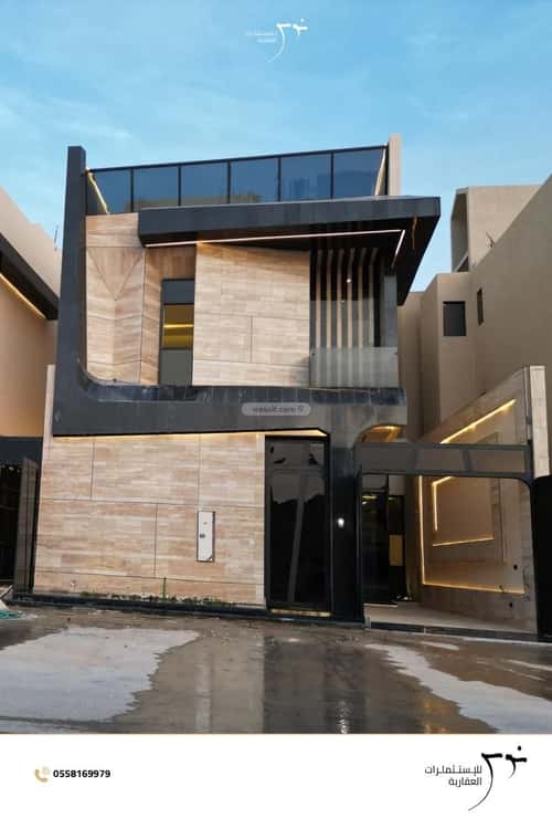 فيلا 383 متر مربع غربية على شارع 25م المهدية، غرب الرياض، الرياض