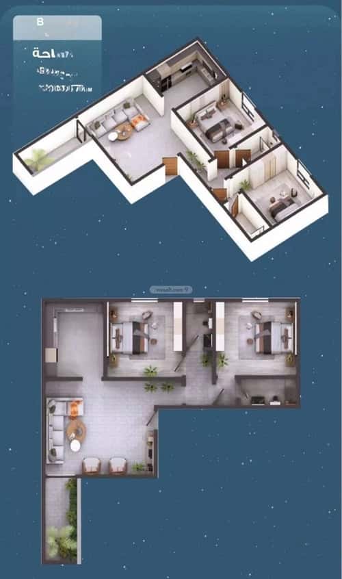 شقة 1055 متر مربع بغرفتين الحمراء، شمال جدة، جدة