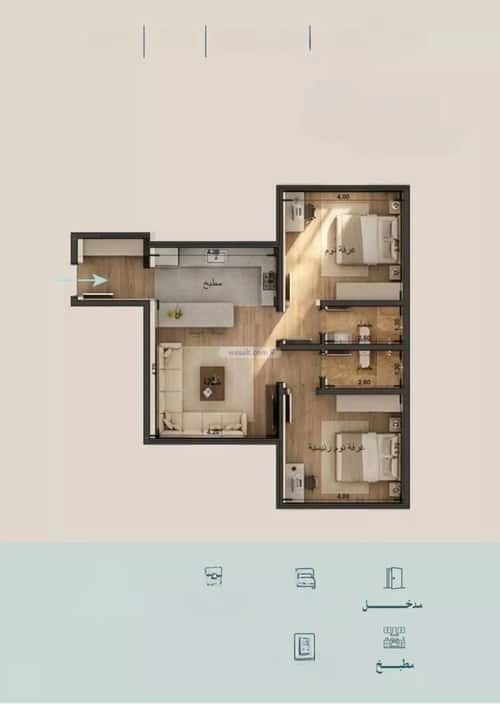 شقة 3183 متر مربع بغرفتين الياقوت، شمال جدة، جدة