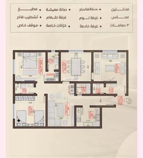 شقة 1945 متر مربع ب 4 غرف السلامة، شمال جدة، جدة