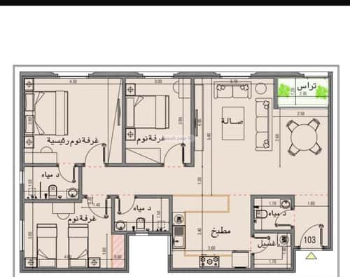 شقة 120 متر مربع ب 3 غرف الملقا، شمال الرياض، الرياض