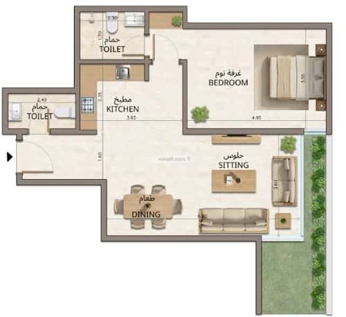 Apartment 1225 SQM with 2 Bedrooms An-Nahdah, East Riyadh, Riyadh