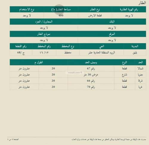 Land 400 SQM Facing South on 30m Width Street The Rabwah District - Buqayq, Abqaiq
