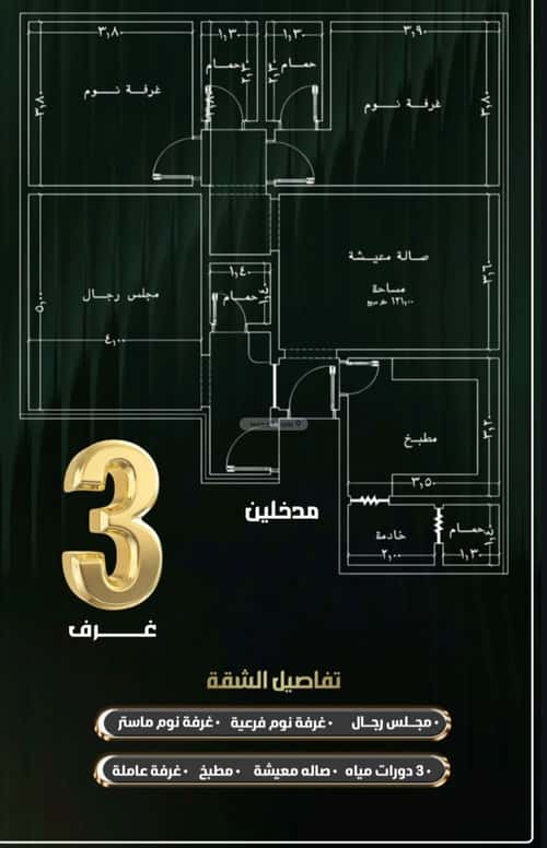 Apartment 811 SQM with 3 Bedrooms Al Nuzha, North Jeddah, Jeddah