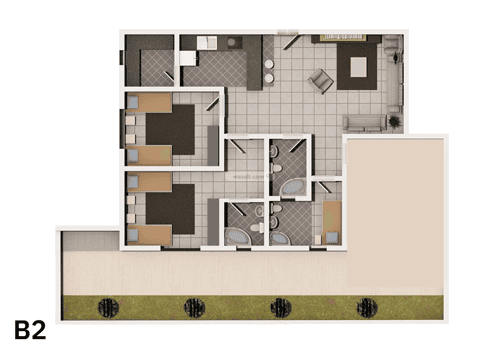 شقة 78 متر مربع بغرفتين الملقا، شمال الرياض، الرياض