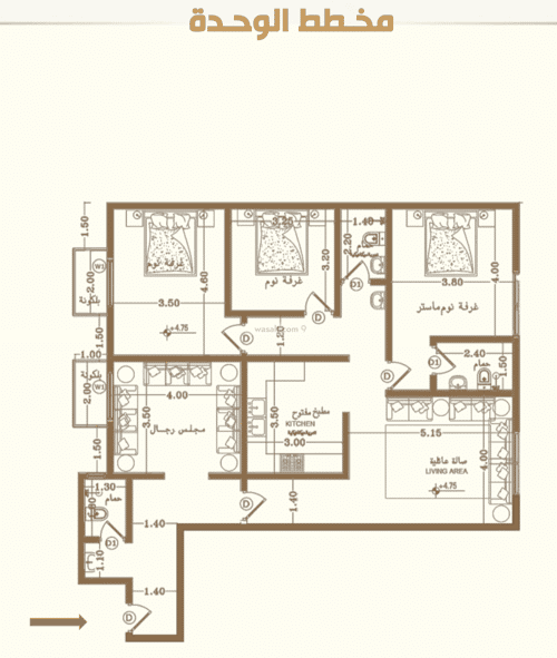 Apartment 138 SQM with 4 Bedrooms Dahrat Laban, West Riyadh, Riyadh