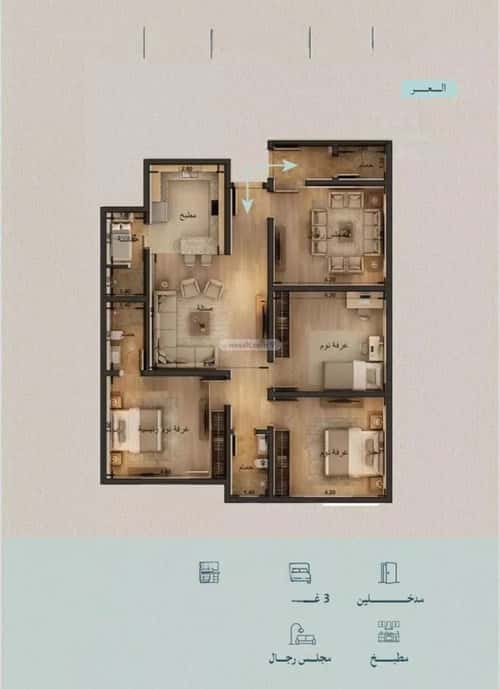 Apartment 3183 SQM with 4 Bedrooms Al Yaqoot, North Jeddah, Jeddah