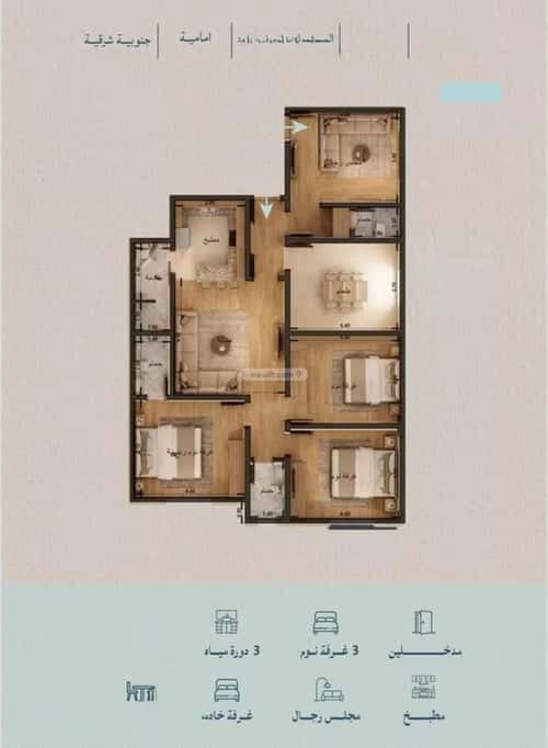 Apartment 3183 SQM with 5 Bedrooms Al Yaqoot, North Jeddah, Jeddah