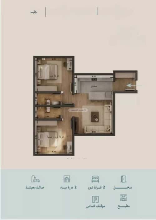 Apartment 3183 SQM with 2 Bedrooms Al Yaqoot, North Jeddah, Jeddah