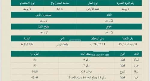 Land 2317 SQM Facing North East on 25m Width Street Bathaakorish, Makkah Al Mukarramah
