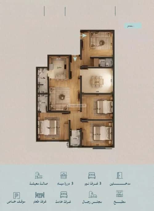 Apartment 3183 SQM with 5 Bedrooms Al Yaqoot, North Jeddah, Jeddah