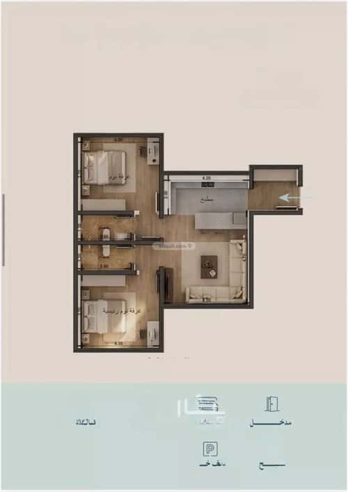 Apartment 3183 SQM with 2 Bedrooms Al Yaqoot, North Jeddah, Jeddah
