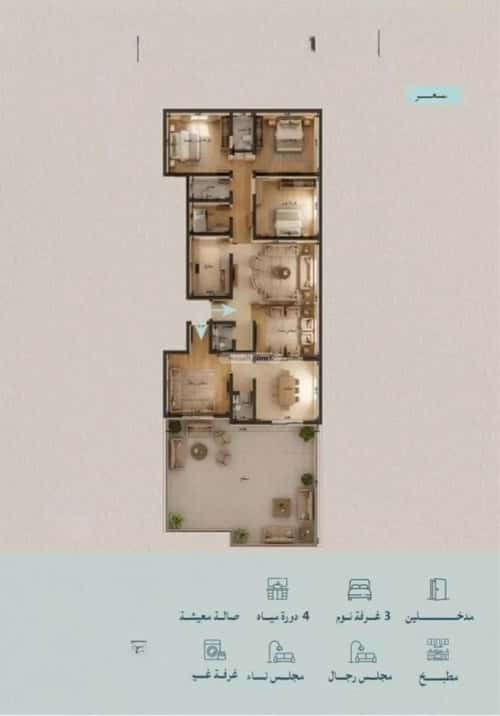 Apartment 3183 SQM with 6 Bedrooms Al Yaqoot, North Jeddah, Jeddah