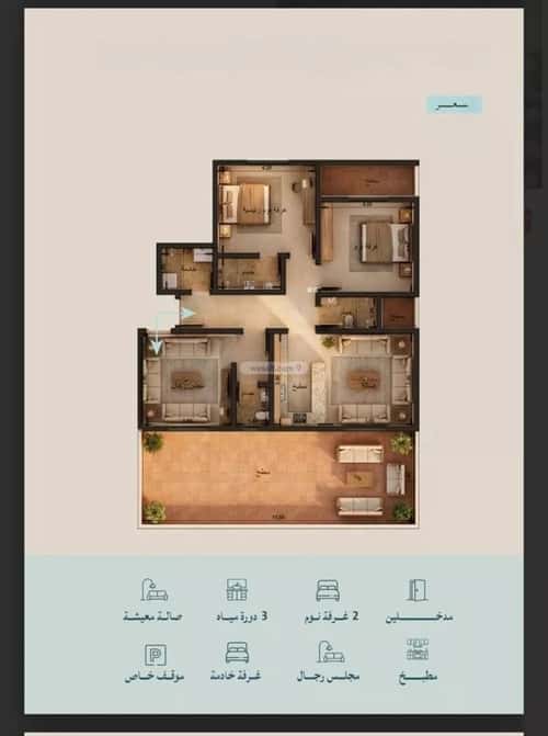 Apartment 3183 SQM with 3 Bedrooms Al Yaqoot, North Jeddah, Jeddah