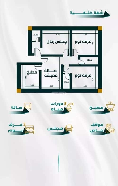 Apartment 1666 SQM with 3 Bedrooms Al Faiha|A, South Jeddah, Jeddah