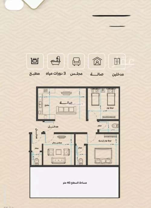 Apartment 1000 SQM with 3 Bedrooms Meshrefah, North Jeddah, Jeddah