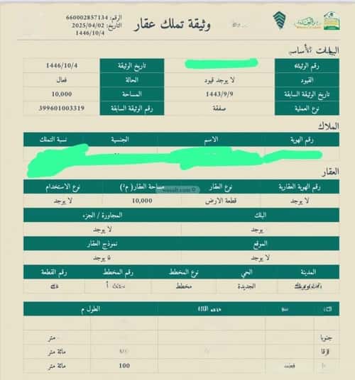 أرض 10000 متر مربع مخطط رقم 0941، الجلة