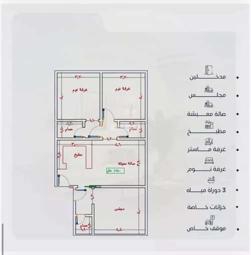 Apartment 550 SQM with 2 Bedrooms Al Yaqoot, North Jeddah, Jeddah