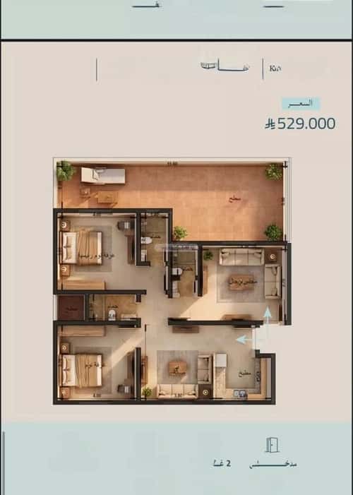 Apartment 63 SQM with 3 Bedrooms Al Yaqoot, North Jeddah, Jeddah