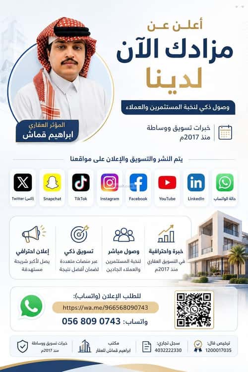 عمارة 1200 متر مربع واجهة شرقية قروى، الطائف