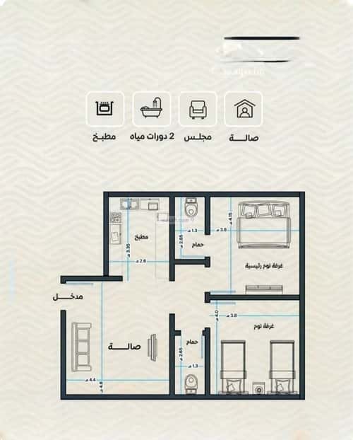 Apartment 1000 SQM with 2 Bedrooms Meshrefah, North Jeddah, Jeddah