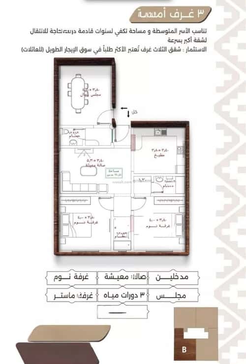 Apartment 525 SQM with 3 Bedrooms Al Naeem, North Jeddah, Jeddah