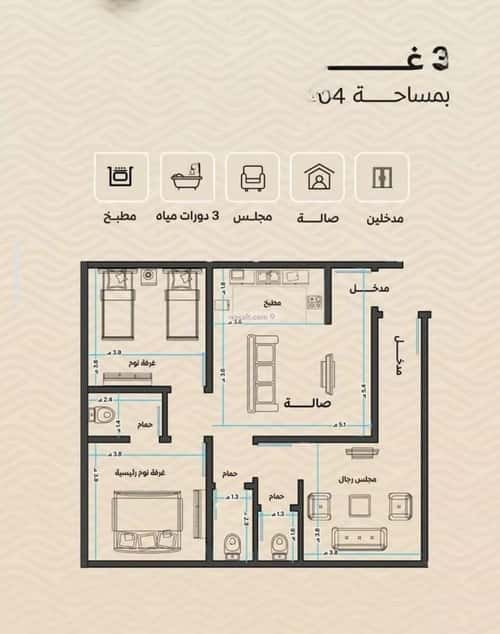 Apartment 1000 SQM with 3 Bedrooms Meshrefah, North Jeddah, Jeddah
