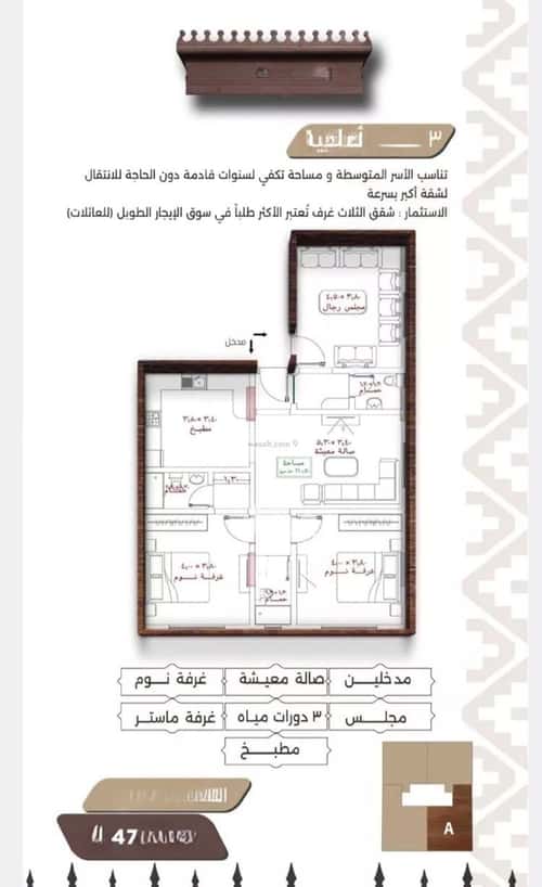 Apartment 525 SQM with 3 Bedrooms Al Naeem, North Jeddah, Jeddah