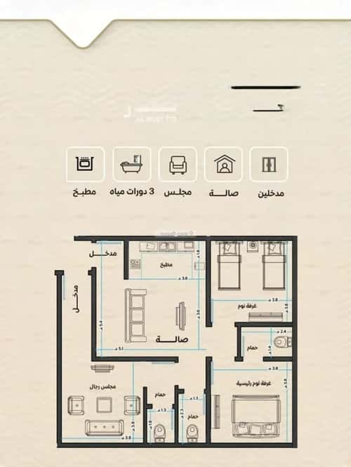 Apartment 1000 SQM with 3 Bedrooms Meshrefah, North Jeddah, Jeddah