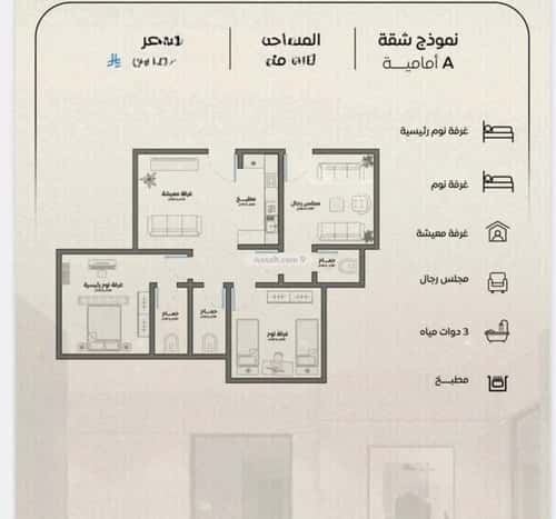 Apartment 887 SQM with 3 Bedrooms Al Rayaan, East Jeddah, Jeddah