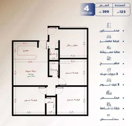 Apartment 575 SQM with 4 Bedrooms Al Nuzha, North Jeddah, Jeddah