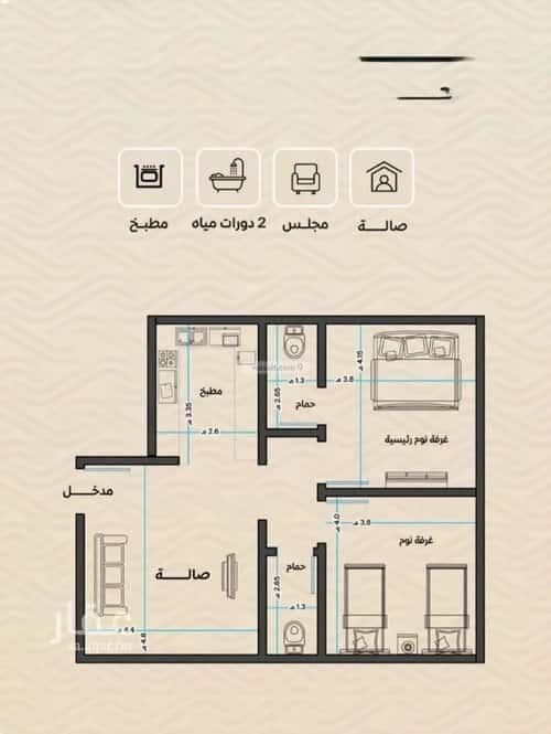 Apartment 1000 SQM with 2 Bedrooms Meshrefah, North Jeddah, Jeddah