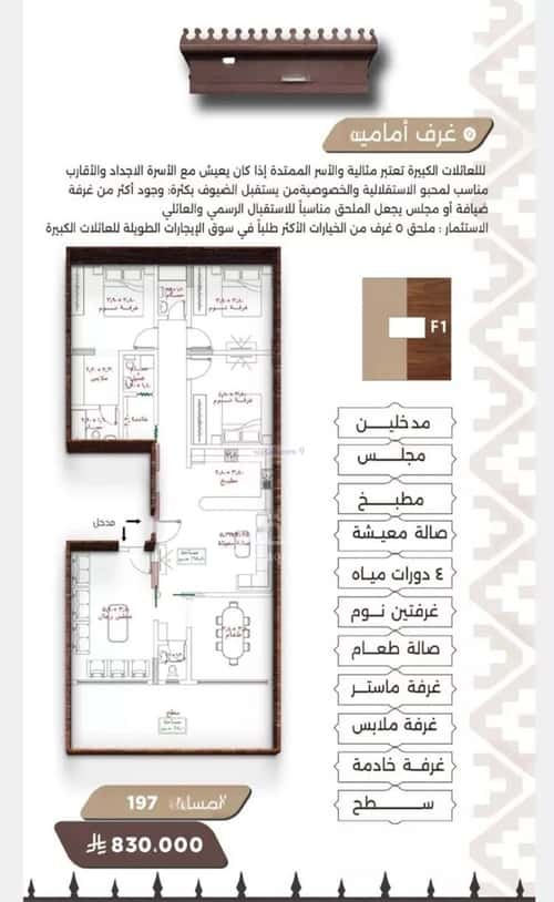 Apartment 525 SQM with 5 Bedrooms Al Naeem, North Jeddah, Jeddah