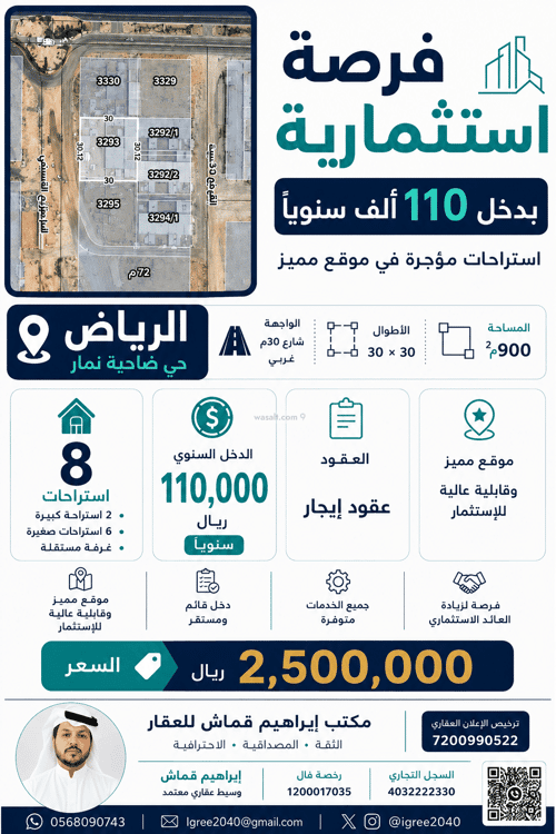استراحة 900 متر مربع غربية على شارع 30م العوالي، غرب الرياض، الرياض