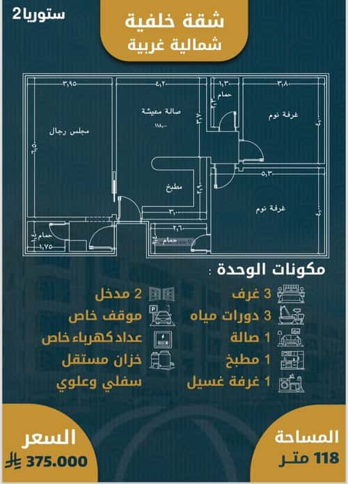 Apartment 1496.9 SQM with 3 Bedrooms Al Swaryee, North Jeddah, Jeddah
